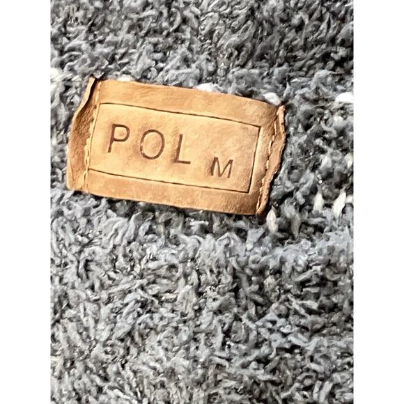 POL Relaxed Gray & White Star Patterned Sherpa Knit Sweater Soft Size M - Picture 3 of 11